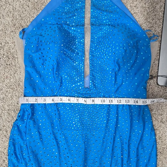 Johnathan Kayne Sky Blue Halter Mermaid Prom/Pageant Dress - Picture 9 of 14